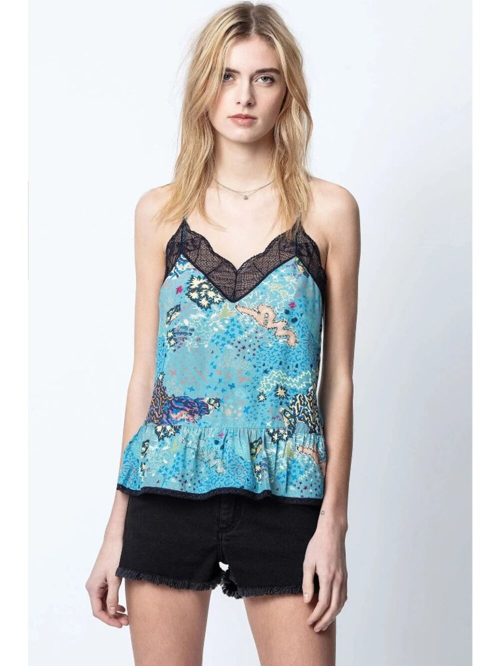 Zadig & Voltaire Celest Glam Rock Camisole in Eucalyptus, Size XS
